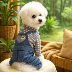 ציוד לחיות מחמד בגדי חיות מחמד חדשים וחמודים 2026 מכנסי ג'ינס לריצה לכלבים אוברולים לכלבים פיג'מות בגדי ג'ינס לכלבים לחיות מחמד קטנות - Product Image 1