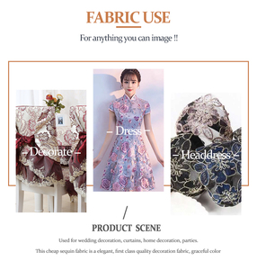 <span class=keywords><strong>Tela</strong></span> de encaje de lentejuelas púrpura claro bordada con forma de <span class=keywords><strong>cuadros</strong></span> populares para vestidos - Product Image 6