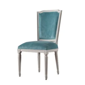 Factory Direct Price French provincial style wooden upholstery stackable event dining chair