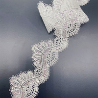 Robe de robe de mariée en dentelle à paillettes en polyester, accessoires vestimentaires en dentelle brillante, dentelle de broderie soluble dans l'eau