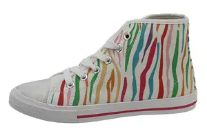 Sapatos casuais femininos personalizados com estampa de zebra chique, sapatos casuais clássicos de lona antiderrapante e confortável e respirável