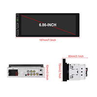 Autoradio Podofo 6,86 pouces, simple DIN, stéréo de voiture 1 DIN, CarPlay sans fil/filaire, Android Auto, lecteur MP5, WIFI, BT, microphone