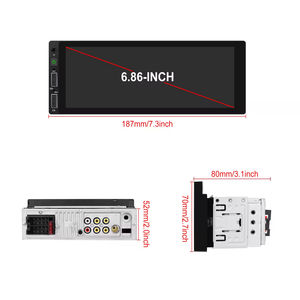 Autoradio compact 6,86 pouces Podofo, simple DIN, CarPlay sans fil/filaire, Android Auto, MP5, Bluetooth, microphone - Product Image 5