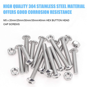 304 Stainless Steel M5 Hex Button Head <b>Cap</b> Screws Nuts Kit 100 Pcs Boxed Set With Hex <b>Key</b> - Product Image 2