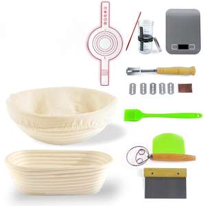 सॉर्डो ब्रेड प्रूफिंग बास्केट 9 इंच सॉर्डो स्टार्टर किट प्रीमियम बेकिंग स्केल डिजिटल किचन स्केल ब्रेड बास्केट सेट - Product Image 4