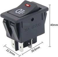 Interruptor basculante de 12V con LED verde para luces antiniebla, impermeable, para coche, RV, camión, barco, todoterreno, control de luces auxiliares