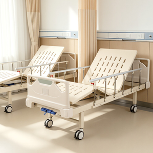 Lit médicalisé semi-rotatif manuel à pliage central, ergonomique pour une position allongée confortable, destiné aux patients fragiles et alités à long terme - Product Image 1