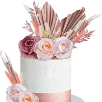 Gold Palmblätter Papier fächer Faux Rose Flower Balls Cake Topper für Geburtstags feier Dekorationen