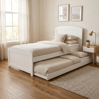 Cadre de lit gigogne simple/grand simple de conception européenne avec base coulissante fluide pour lit d'appoint, mobilier intelligent gain de place, blanc/noir
