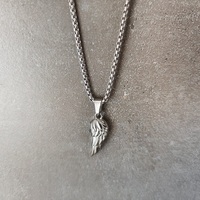 VAF ARGENT Acier Inoxydable Plume Ailes d'Ange Pendentif Collection Collier Avec 60cm Boîte Ronde Chaîne Aile Flugel Ala