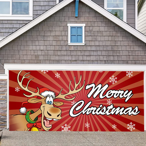 Design personnalisé <span class=keywords><strong>2023</strong></span> drapeau suspendu extérieur grande taille joyeux noël noël double porte de garage bannière pour la décoration - Product Image 4