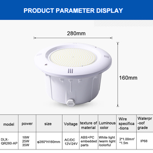 Projecteur LED submersible 12V 18W pour <span class=keywords><strong>piscine</strong></span>, RVBW, rempli de résine, étanche IP68 - Product Image 2