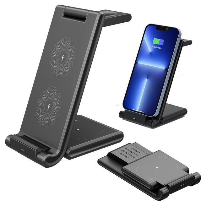 New Arrivals 15W Portable Wireless Phone Fast Charger Table Fold Charging Stand 4-in-1 Wireless Charger With Office Desk
