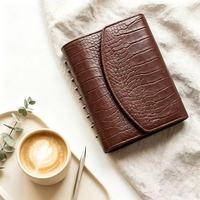 Carnet personnalisé avec logo, format A5/A6/A7, couverture rigide en cuir croco PU durable, reliure à anneaux dorés de 30 mm, 6 trous, 100 feuilles, idéal pour cadeau