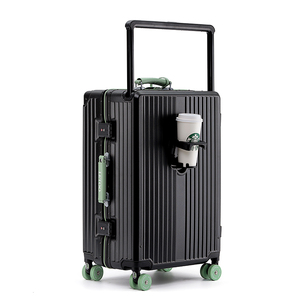Leavesking Wide Trolley Koffer <span class=keywords><strong>Maleta</strong></span> de diseño de bloqueo de color con portavasos y rueda de patinaje Equipaje de cabina naranja 26 PULGADAS - Product Image 3
