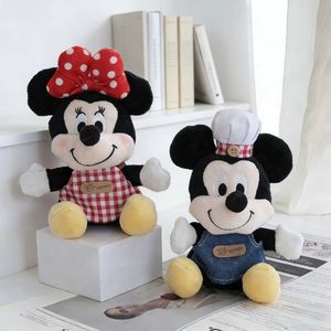 2 Stili di Peluche Chef Mickey e Minnie, Giocattoli Imbottiti <span class=keywords><strong>Disney</strong></span> con Design dell'Grembiule, Decorazione per Divano, Regalo per Coppie - Product Image 1