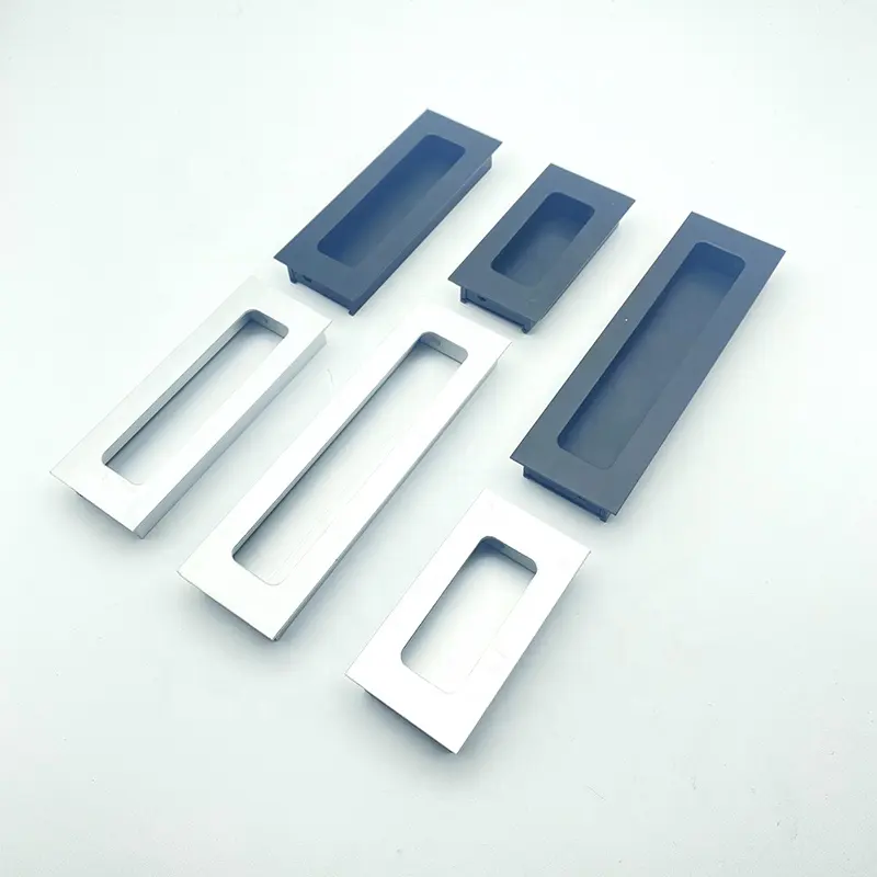 Sıcak alüminyum İskandinav basit siyah mat alüminyum kapı paneli oluklu gömülü alüminyum kolları kapı kolu mobilya kolu
