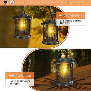 Lanterne de jardin LED étanche IP65 pour extérieur, lampe solaire au tungstène avec certification ROHS, projecteur suspendu pour l'éclairage paysager - Product Image 4