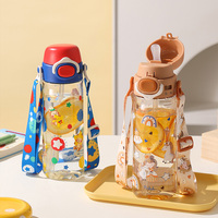 Bouteille d'eau Pinkah Tritan avec couvercle 2-en-1 paille et bec verseur, anti-fuite, sans BPA, avec sangle pour enfants à l'école