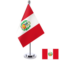 Drapeau de table/bureau personnalisé avec logo, design de tous les pays, drapeau américain et du Pérou avec mât