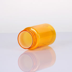 Flacon en plastique PET transparent jaune orange de 60 ml, 90 ml, 130 ml, 150 ml avec bouchon métallique résistant aux enfants, conteneur pour médicaments et vitamines - Product Image 2