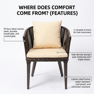 Table extensible noire moderne <span class=keywords><strong>de</strong></span> luxe, résistante aux intempéries, et fauteuils en rotin PE, mobilier <span class=keywords><strong>de</strong></span> villa pour terrasse et <span class=keywords><strong>jardin</strong></span> - Product Image 6