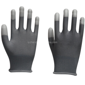 Guanti da lavoro con dita rivestite in PU bianco, palmo in PU nero, poliestere rosso e carbonio antistatico <span class=keywords><strong>per</strong></span> lavori generici - Product Image 2