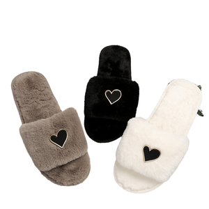 Chaussons d'intérieur pour femmes, chauds et douillets en fourrure, à bout ouvert, antidérapants et confortables - Product Image 4