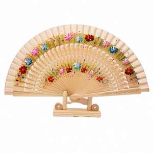 พัดไม้ไผ่สเปนสุดหรู พัดพับได้แบบสั่งทำ พัดสองด้านสำหรับผู้หญิง ขายส่ง - Product Image 1