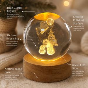 Pronta per la Spedizione: <span class=keywords><strong>Sfera</strong></span> di Cristallo K9 Elite con Incisione Laser di Casa nella Foresta e Luna, Base in Legno con Luce LED Calda, Lampada a <span class=keywords><strong>Sfera</strong></span> di Cristallo 3D - Product Image 4