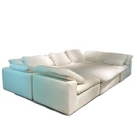 Ensemble de canapés en forme de U pour salon, design moderne, canapé nuage de luxe, tissu en lin blanc, canapé modulaire sectionnel