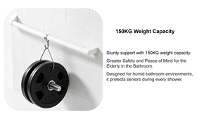 Barra de Apoyo <span class=keywords><strong>para</strong></span> <span class=keywords><strong>Baño</strong></span>, Cómoda y Resistente, Ayuda a Prevenir Caídas, Soporte Robusto con Capacidad de Peso de 150 kg - Product Image 3