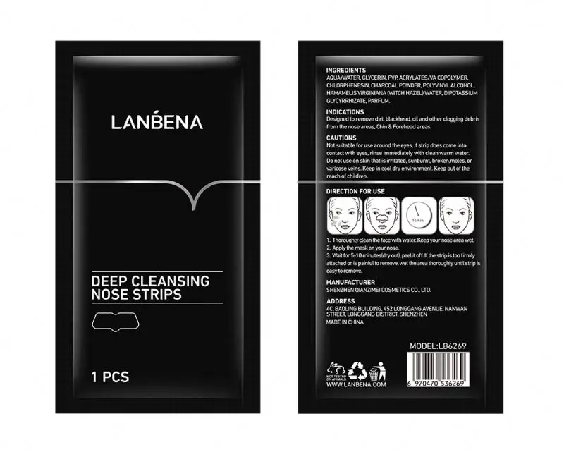 Lanbena Reiniging Salicylzuur Huidverzorging Afpellen Anti Acne Bamboe Houtskool Diepe Mee-Eters Neus Patch Pore Strips