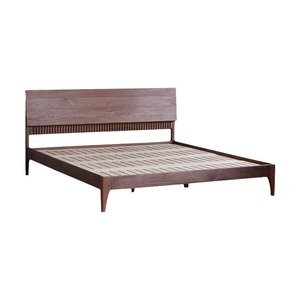 Lit plateforme en bois massif Chihiro 1,5 m 1,8 m en noyer noir, mobilier de chambre principale, style rétro, durable - Product Image 5