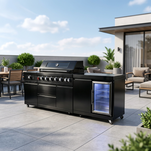 CE-gecertificeerde custom <span class=keywords><strong>outdoor</strong></span> keukenset met 6 branders, SS304 gaspropaan, ingebouwde barbecue, buitenbar, BBQ-eilandgrill - Product Image 2
