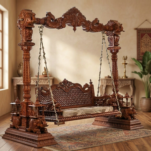 New Arrival Hand Carved Teak Wood Outdoor <b>Swing</b> Chair with Traditional Craftsmanship From Maharashtra INDIAN FABRICS - Product Image 6
