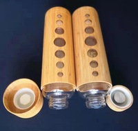 Botol air kaca borosilikat tinggi, cangkang bambu kristal 500ml dengan lengan bambu, stok kreatif baru