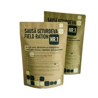 Pochette alimentaire de survie d'urgence, biodégradable, en PE, avec fermeture éclair, finition mate kaki, format long