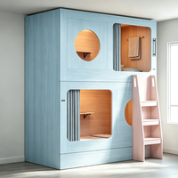 Lit-capsule moderne en bois avec rangement intégré, design populaire pour dortoirs, appartements, chambres, salons, auberges de jeunesse, aéroports et hôtels