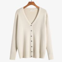 Anpassbares Etikett Einfarbiger Strick-V-Ausschnitt Langarm Übergröße Damen-Strickjacke Strickwaren Pullover Mit Knöpfen 3860
