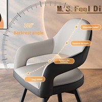 Chaise de salle à manger pivotante de style italien, luxe léger, structure en métal, accoudoirs, dossier rembourré ; Convient aux salles à manger à domicile