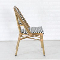 Chaise de bistrot française d'extérieur Uplion en aluminium, aspect bambou, rotin PE, empilable, pour café en plein air