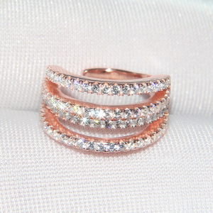 Orecchini a clip a doppio strato per donna, con doppia fila di strass, gioielli alla moda per tutti i giorni - Product Image 5