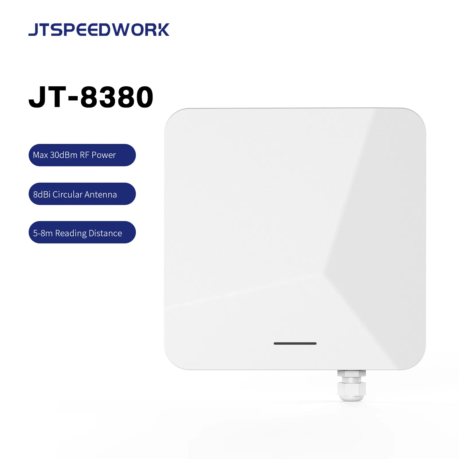 JT-8380 आरएफआईडी रीडर उच्च प्रदर्शन सस्ती कीमत UHF 865-868MHz खुले स्रोत फोर्कलिफ्ट 5m पढ़ने दूरी लंबी दूरी पाठक
