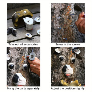 ที่ให้อาหารนกแบบเรซิ่นรูปหน้าต้นไม้ รูปหมู รูปวัว ของตกแต่งสวนกลางแจ้ง รูปสัตว์ สำหรับเป็นของขวัญคริสต์มาส ฮาโลวีน - Product Image 4