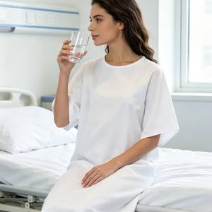 Camice Ospedaliero Monocolore OEM di Fabbrica, Design con Bottoni Posteriori per Uso Medico - Product Image 1