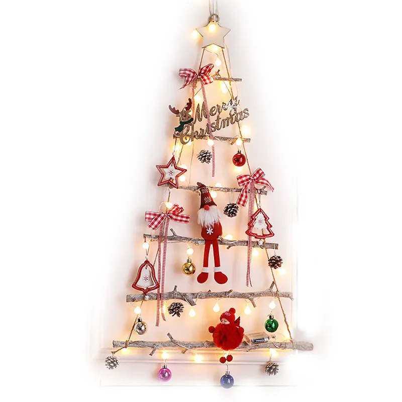 Creative warm light DIY Christmas hanging decorations tree-shaped glass doors and Windows Christmas atmosphere decoration