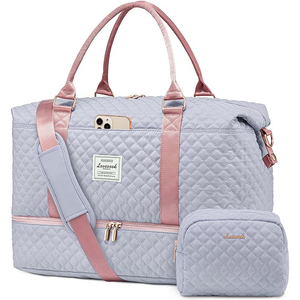 Free Sample Canvas Women's Travel <b>Bags</b> Sports Gym Fitness <b>Bag</b> Weekend Trip <b>Overnight</b> Duffel <b>Bag</b> with Shoes Compartment - Product Image 1