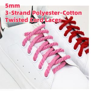 Cordones de Algodón y Poliéster Trenzados Redondos de 5 mm de Longitud Personalizada para Zapatillas Air Force <span class=keywords><strong>Dunk</strong></span> Black Knight - Product Image 6