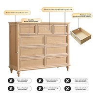 Commode moderne à 9 tiroirs en pin massif, à poser au sol, pour chambre et salon
